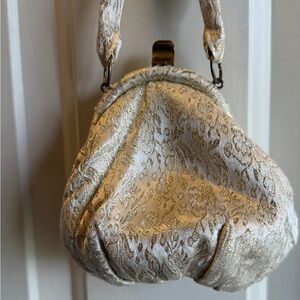 Vintage Cream and Gold Clutch